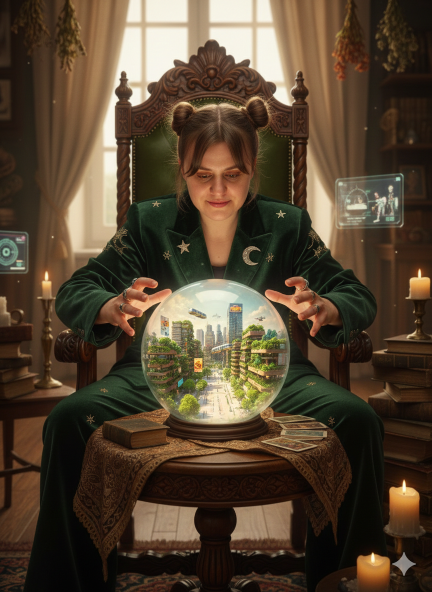 KI-generites Porträt von Stefanie Hörburger als Wahrsagerin
